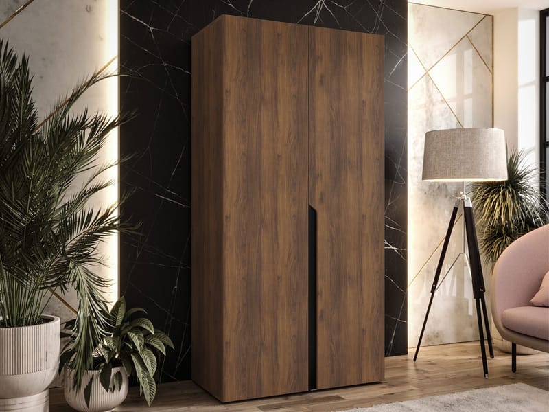 Milias garderobe 100x202 cm - Brun/svart - Oppbevaring - Klesoppbevaring - Garderober & garderobesystem - Garderobeskap & klesskap