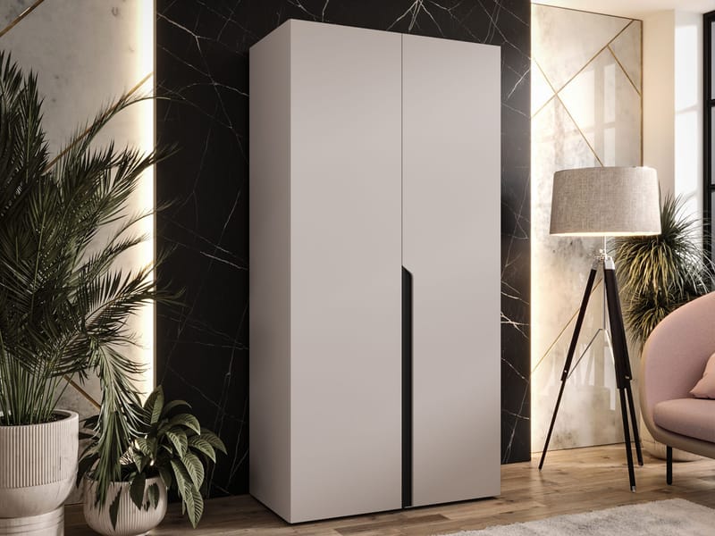 Milias Garderobe 100x202 cm - svart, beige - Oppbevaring - Klesoppbevaring - Garderober & garderobesystem - Garderobeskap & klesskap