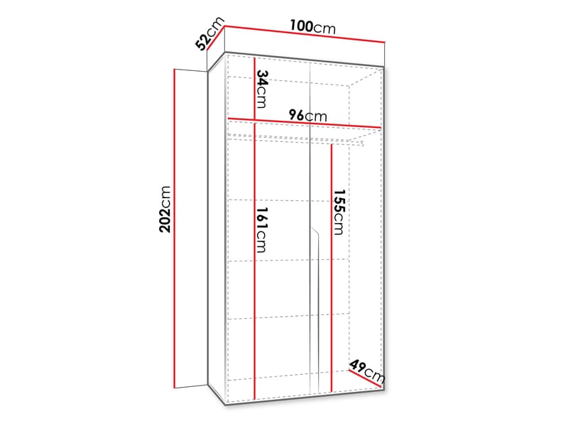 Milias Garderobe 100x202 cm - svart, hvit - Oppbevaring - Klesoppbevaring - Garderober & garderobesystem - Garderobeskap & klesskap