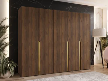 Milias garderobe 250x202 cm - Brun/gull - Oppbevaring - Klesoppbevaring - Garderober & garderobesystem - Garderobeskap & klesskap