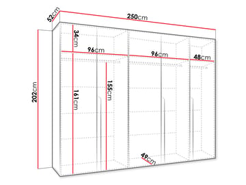 Milias garderobe 250x202 cm - Brun/gull - Oppbevaring - Klesoppbevaring - Garderober & garderobesystem - Garderobeskap & klesskap