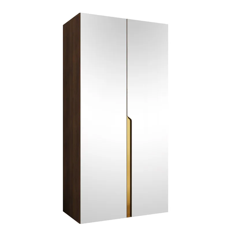 Milias garderobe med speil 100x202 cm, Brun/gull