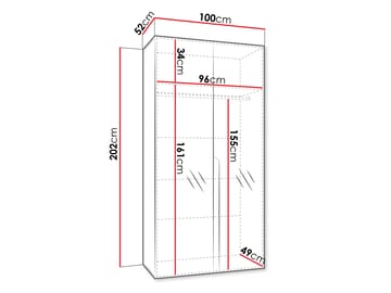Milias garderobe med speil 100x202 cm - Brun/gull - Oppbevaring - Klesoppbevaring - Garderober & garderobesystem