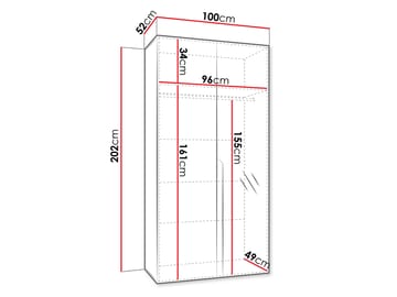 Milias garderobe med speil 100x202 cm - Brun/svart - Oppbevaring - Klesoppbevaring - Garderober & garderobesystem