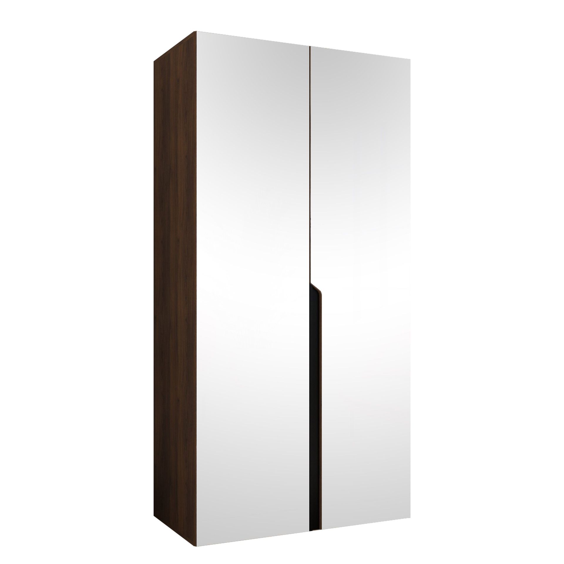 Milias garderobe med speil 100x202 cm - Brun/svart