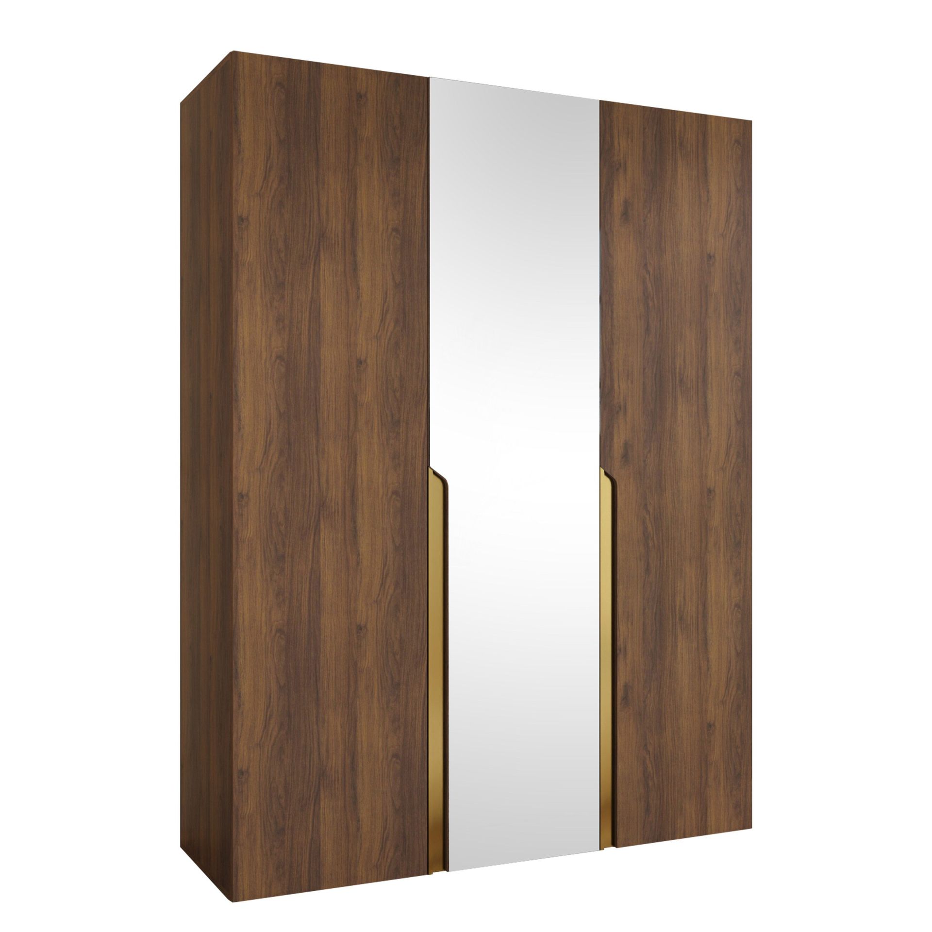 Milias garderobe med speil 150x202 cm - Brun/gull