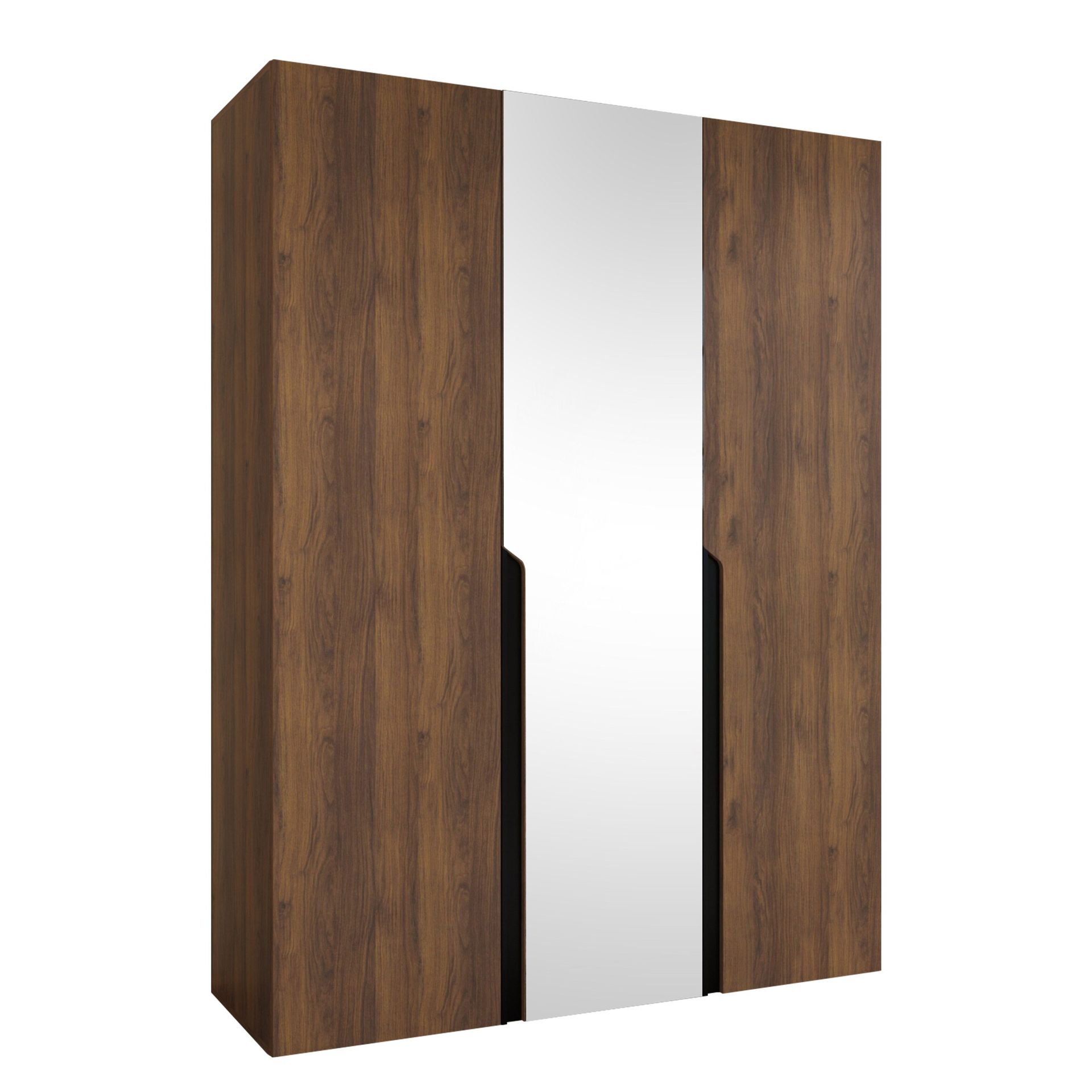 Milias garderobe med speil 150x202 cm - Brun/svart