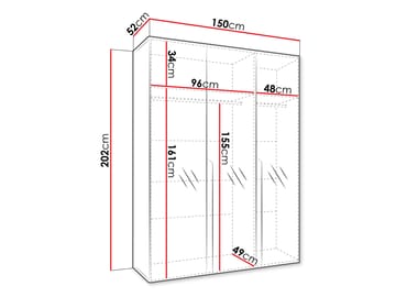 Milias garderobe med speil 150x202 cm - Brun/svart - Oppbevaring - Klesoppbevaring - Garderober & garderobesystem