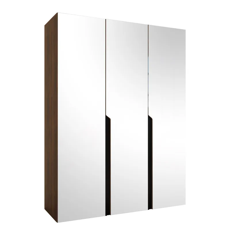 Milias garderobe med speil 150x202 cm, Brun/svart