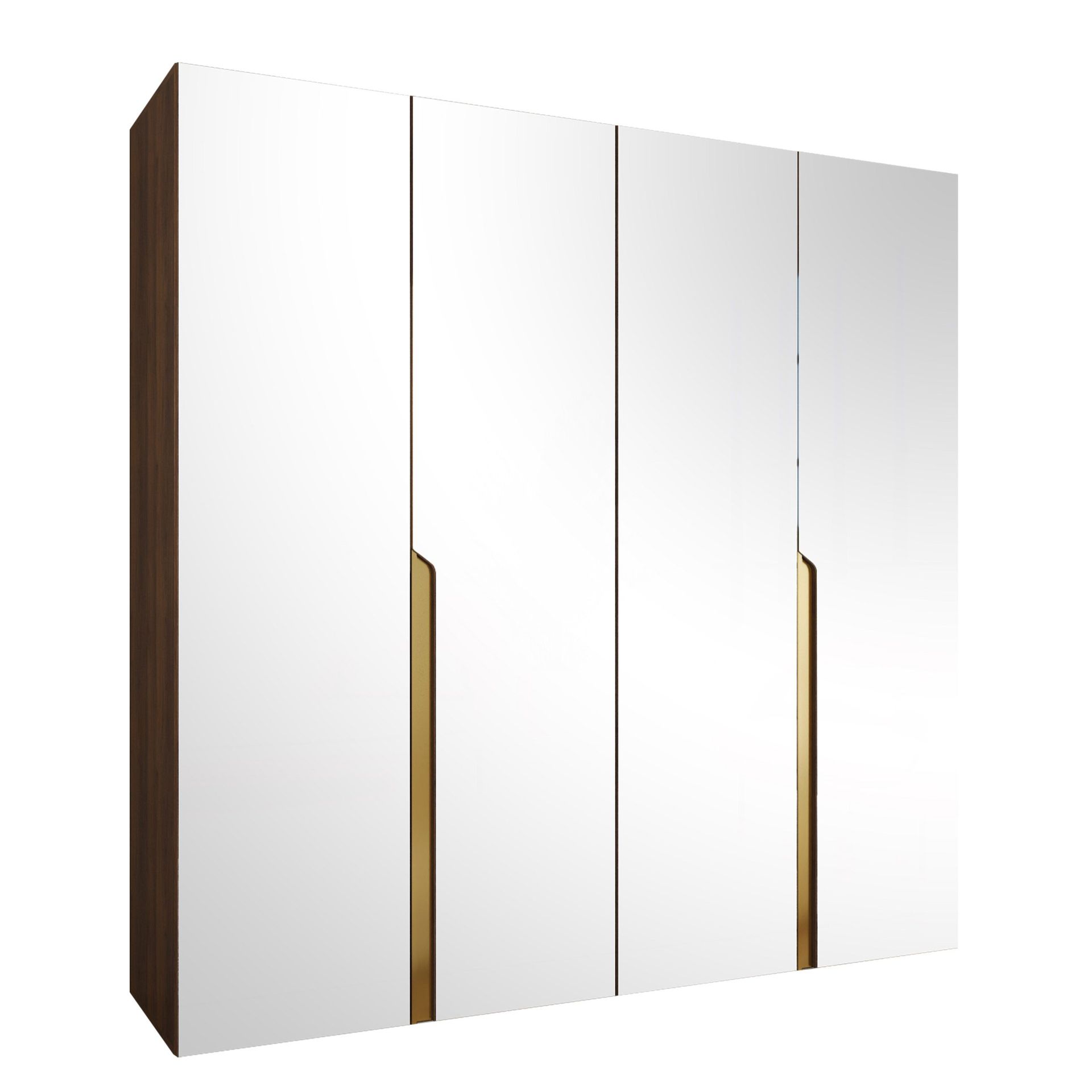 Milias garderobe med speil 200x202 cm - Brun/gull