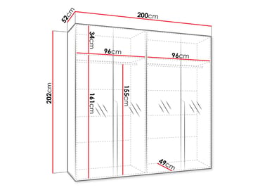 Milias garderobe med speil 200x202 cm - Brun/svart - Oppbevaring - Klesoppbevaring - Garderober & garderobesystem