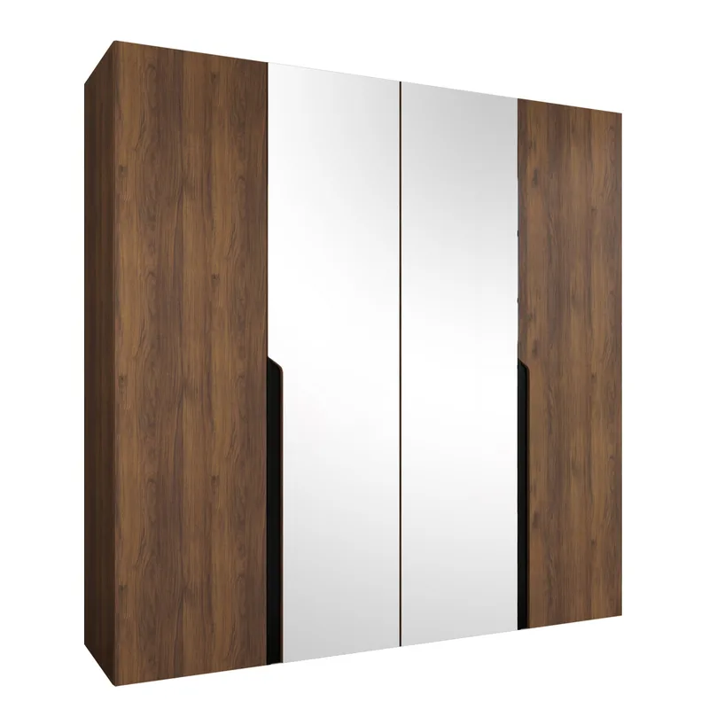 Milias garderobe med speil 200x202 cm, Brun/svart