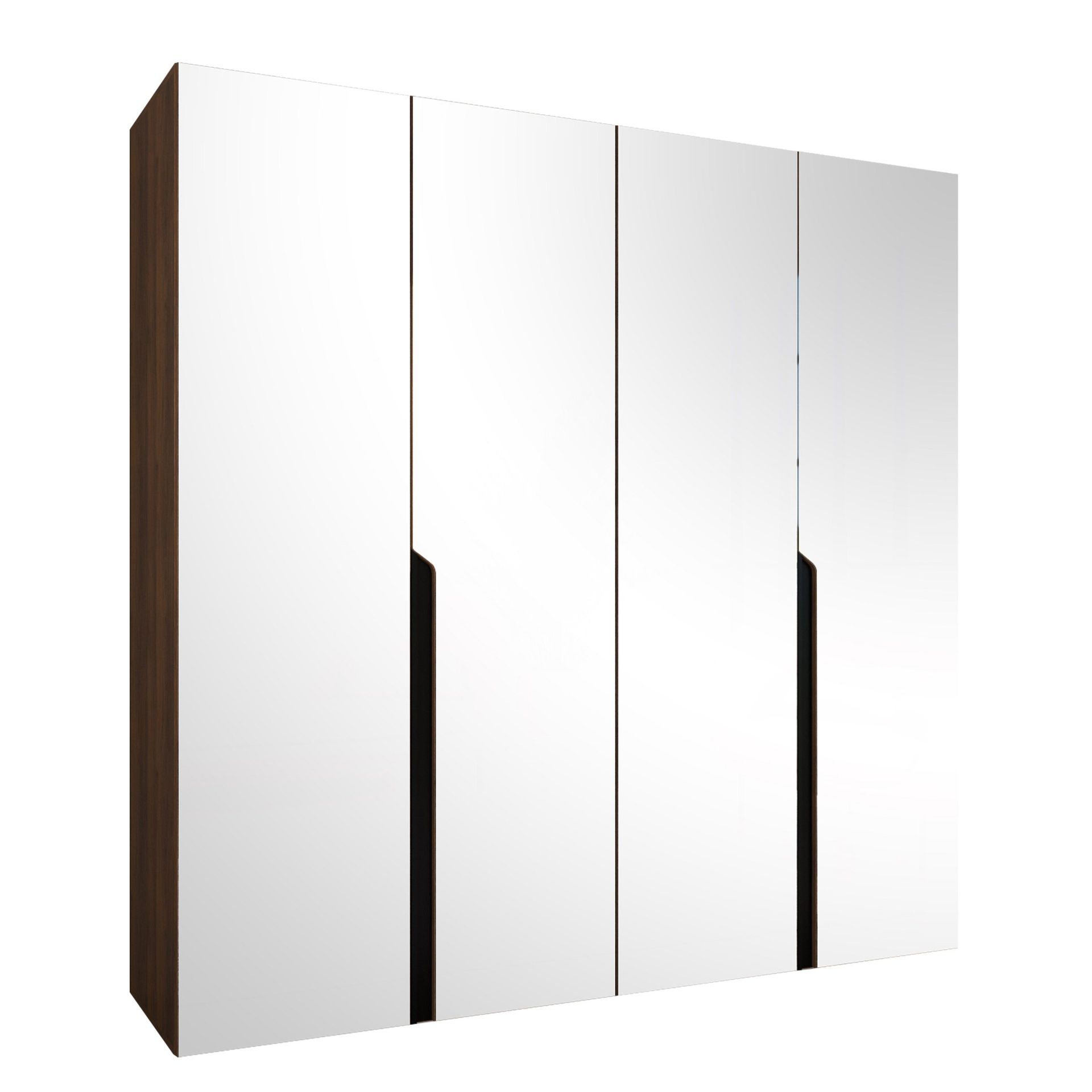 Milias garderobe med speil 200x202 cm - Brun/svart