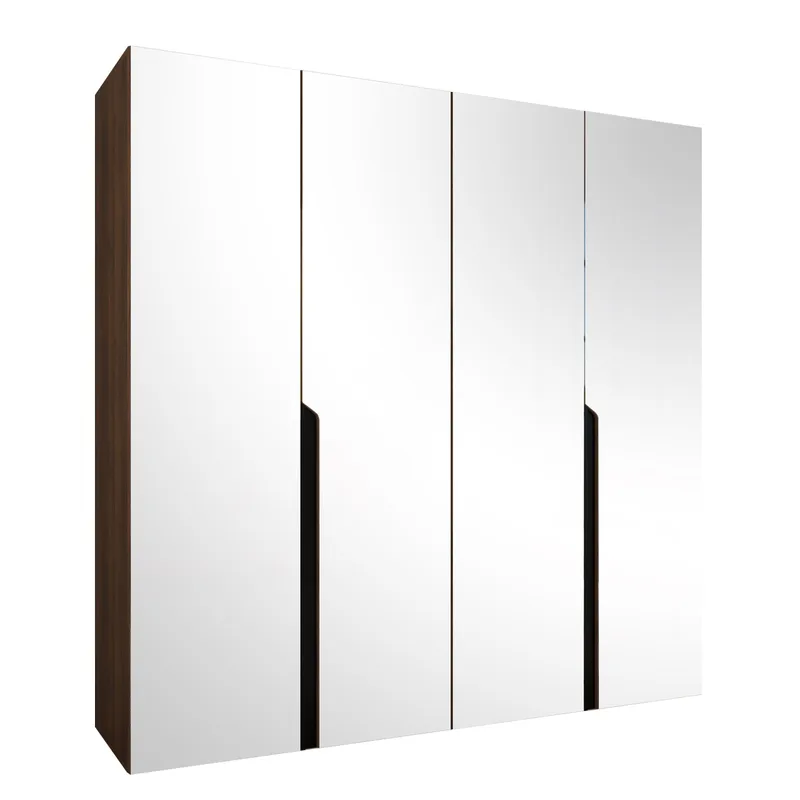 Milias garderobe med speil 200x202 cm, Brun/svart