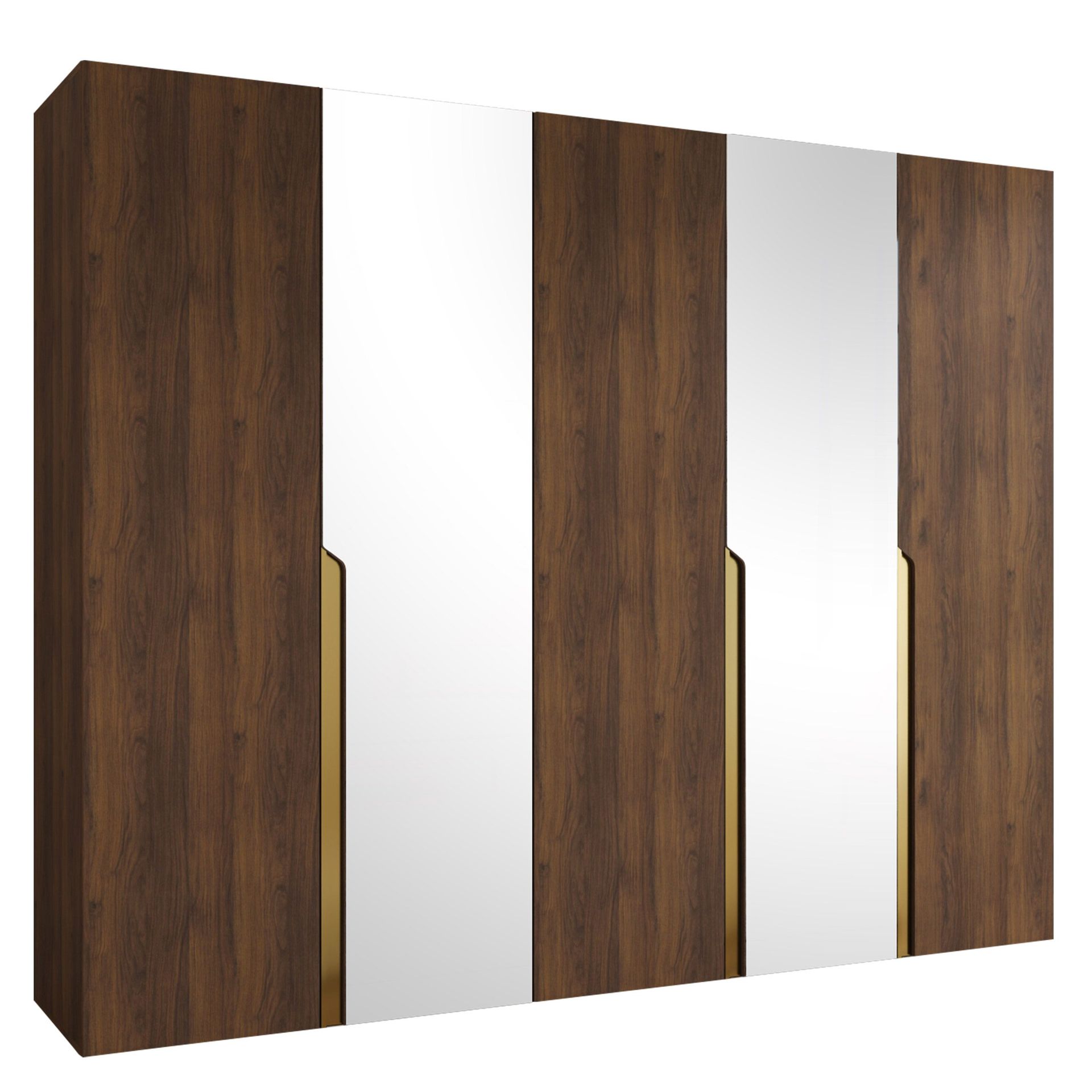 Milias garderobe med speil 250x202 cm - Brun/gull