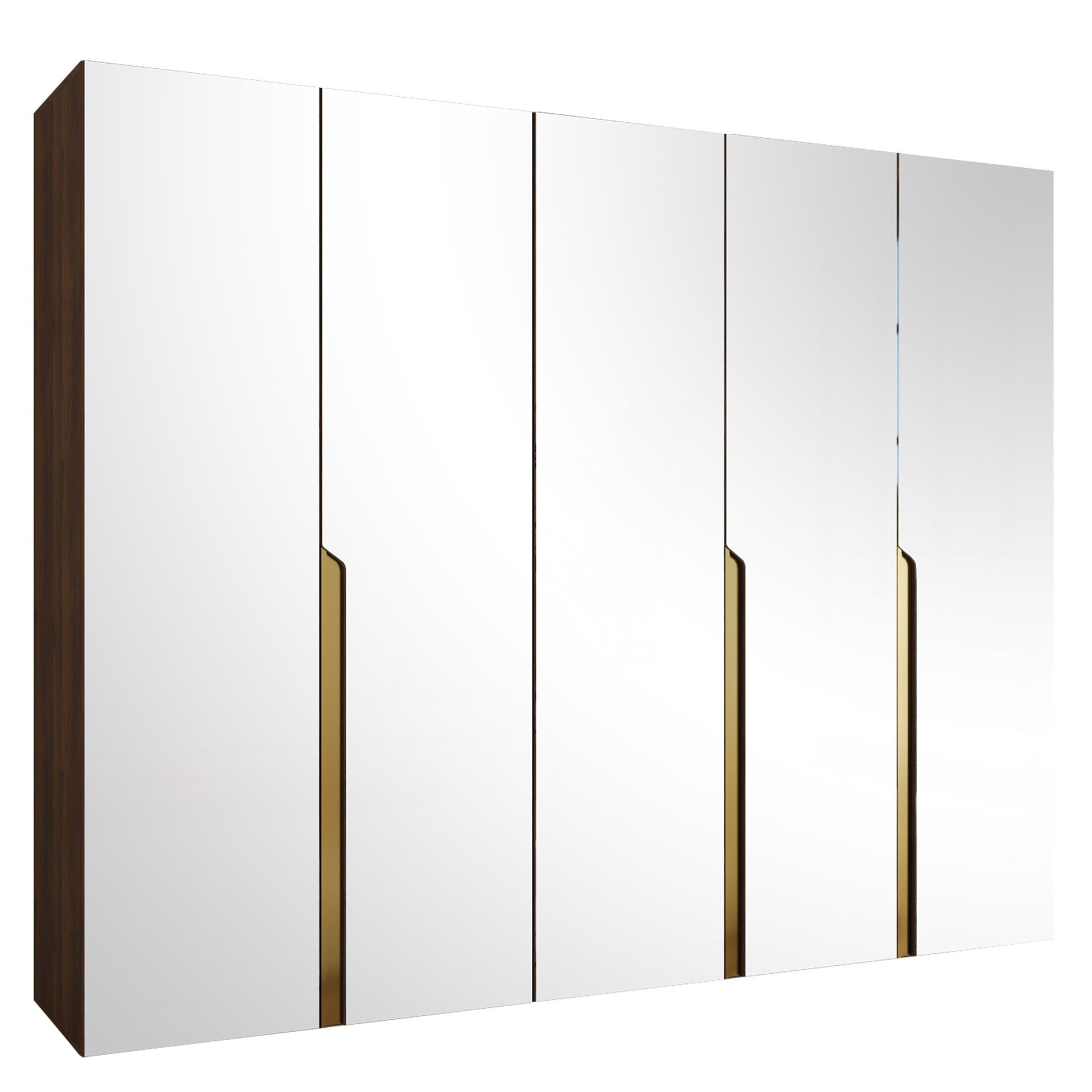 Milias garderobe med speil 250x202 cm - Brun/gull