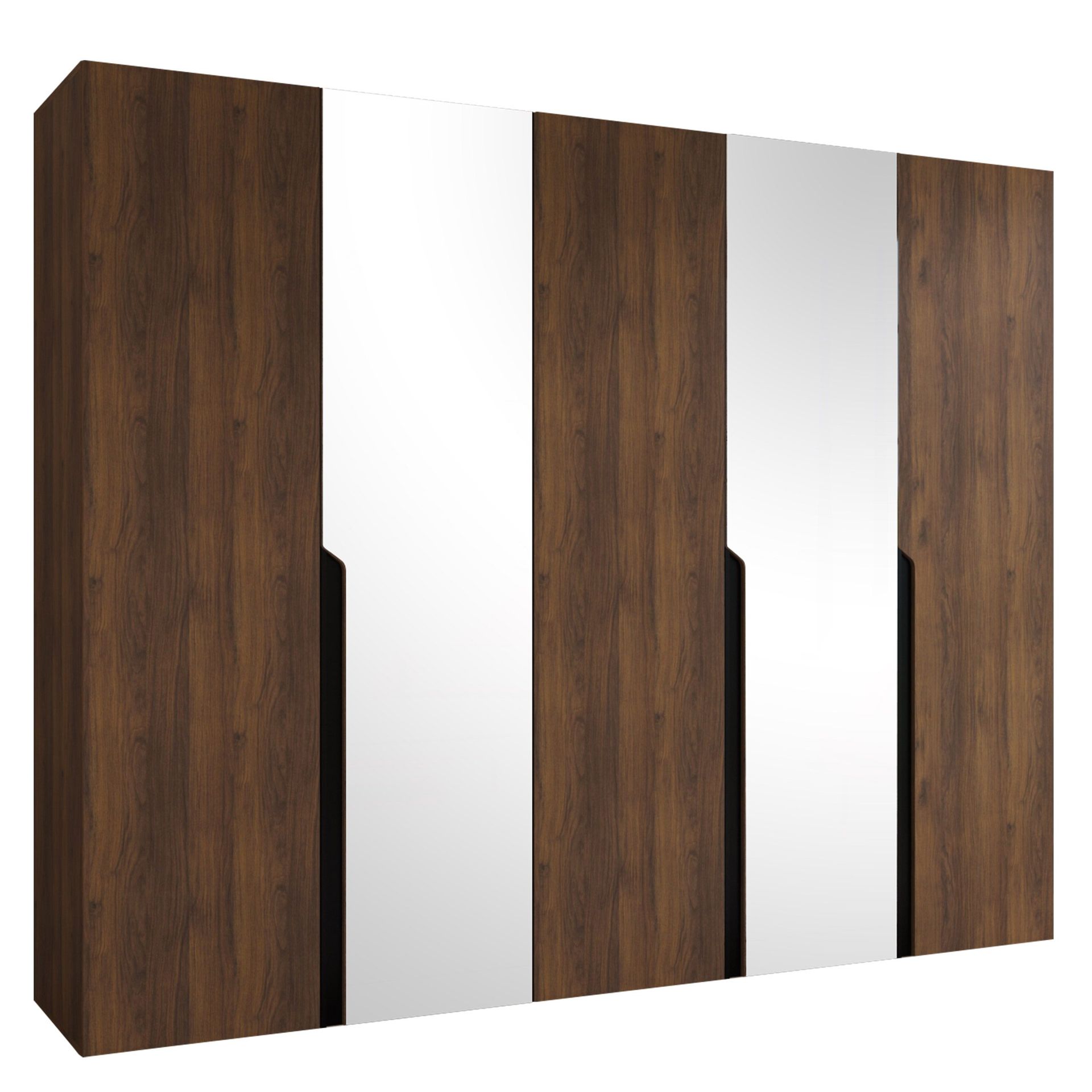 Milias garderobe med speil 250x202 cm - Brun/svart