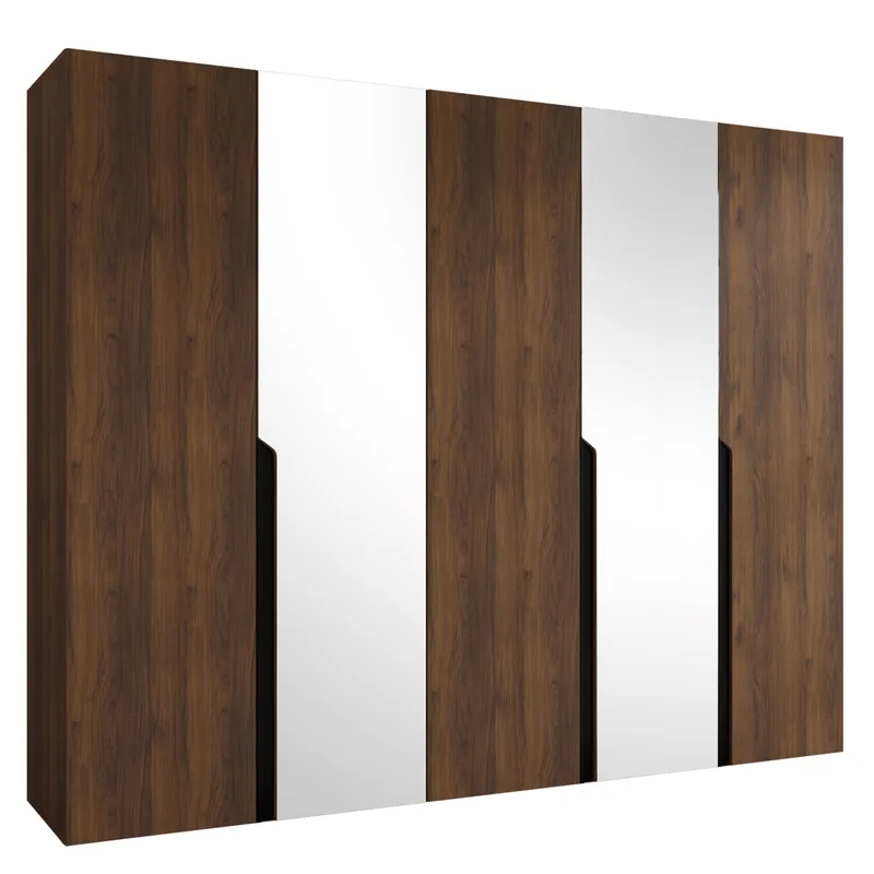 Milias garderobe med speil 250x202 cm, Brun/svart