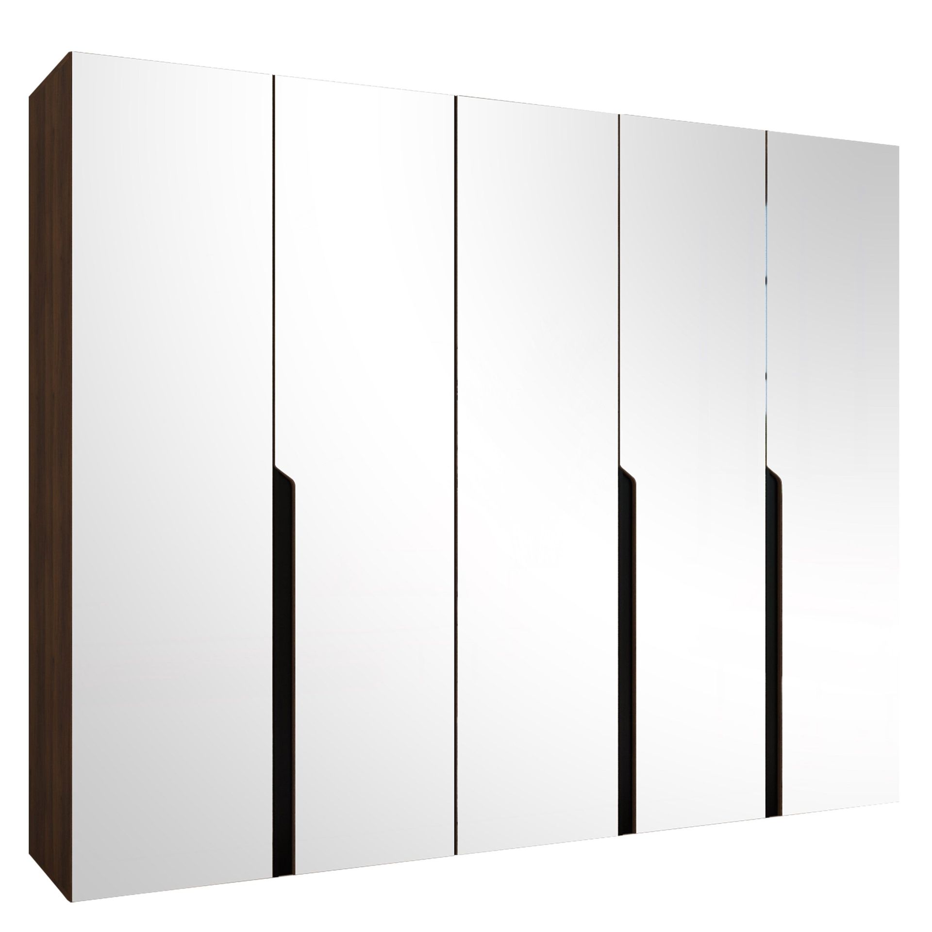 Milias garderobe med speil 250x202 cm - Brun/svart