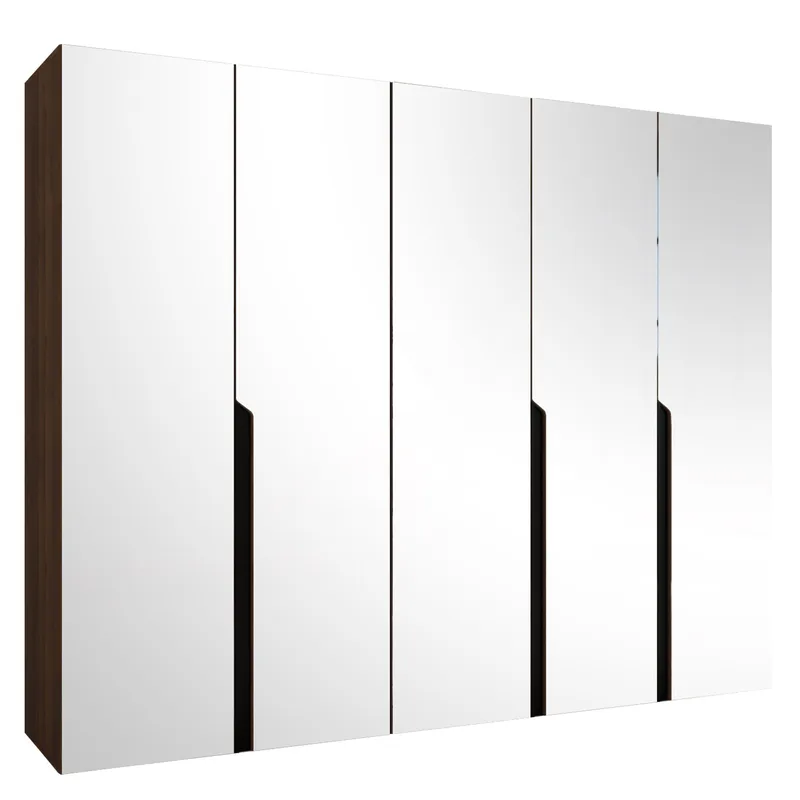 Milias garderobe med speil 250x202 cm, Brun/svart
