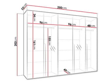 Milias garderobe med speil 250x202 cm - Brun/svart - Oppbevaring - Klesoppbevaring - Garderober & garderobesystem