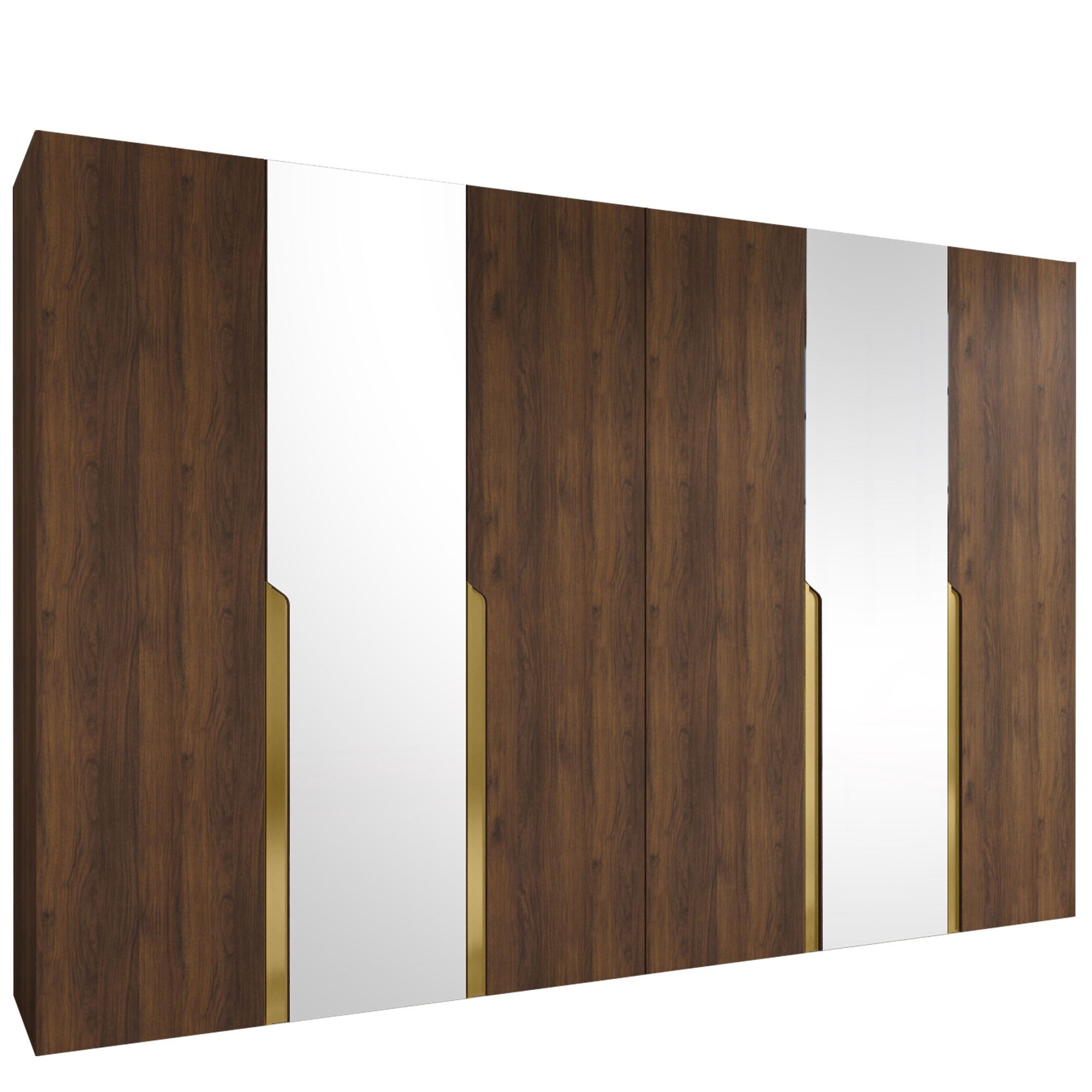 Milias garderobe med speil 300x202 cm - Brun/gull