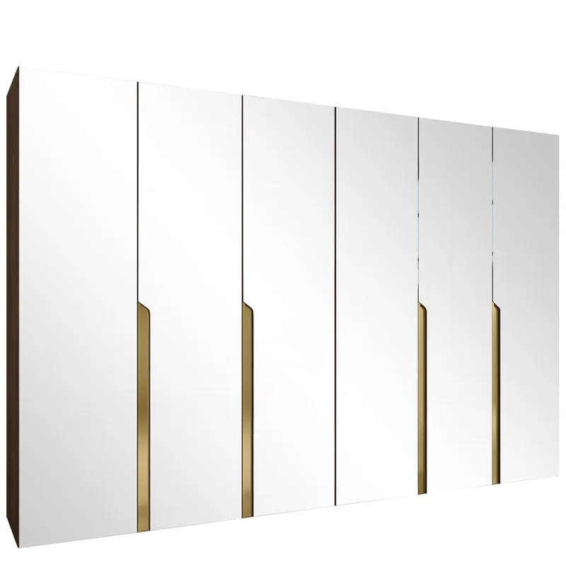 Milias garderobe med speil 300x202 cm - Brun/gull - Oppbevaring - Klesoppbevaring - Garderober & garderobesystem