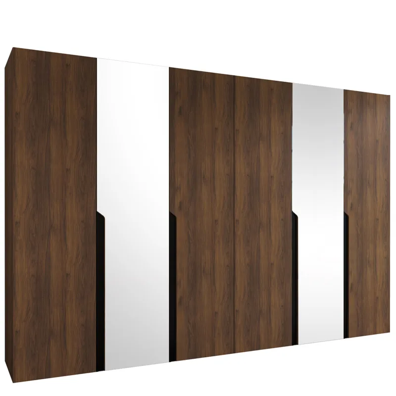 Milias garderobe med speil 300x202 cm, Brun/svart