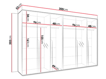 Milias garderobe med speil 300x202 cm - Brun/svart - Oppbevaring - Klesoppbevaring - Garderober & garderobesystem