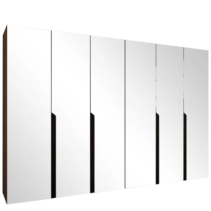 Milias garderobe med speil 300x202 cm - Brun/svart - Oppbevaring - Klesoppbevaring - Garderober & garderobesystem
