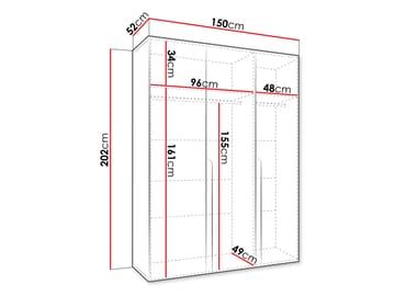 Milias Garderobeskap 150x202 cm - beige, gull - Oppbevaring - Klesoppbevaring - Garderober & garderobesystem - Garderobeskap & klesskap