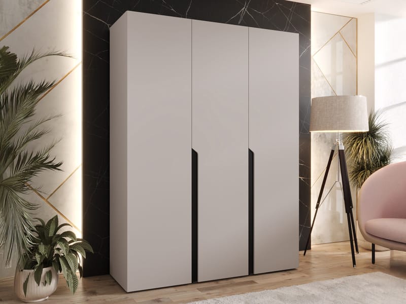 Milias Garderobeskap 150x202 cm - beige, svart - Oppbevaring - Klesoppbevaring - Garderober & garderobesystem - Garderobeskap & klesskap