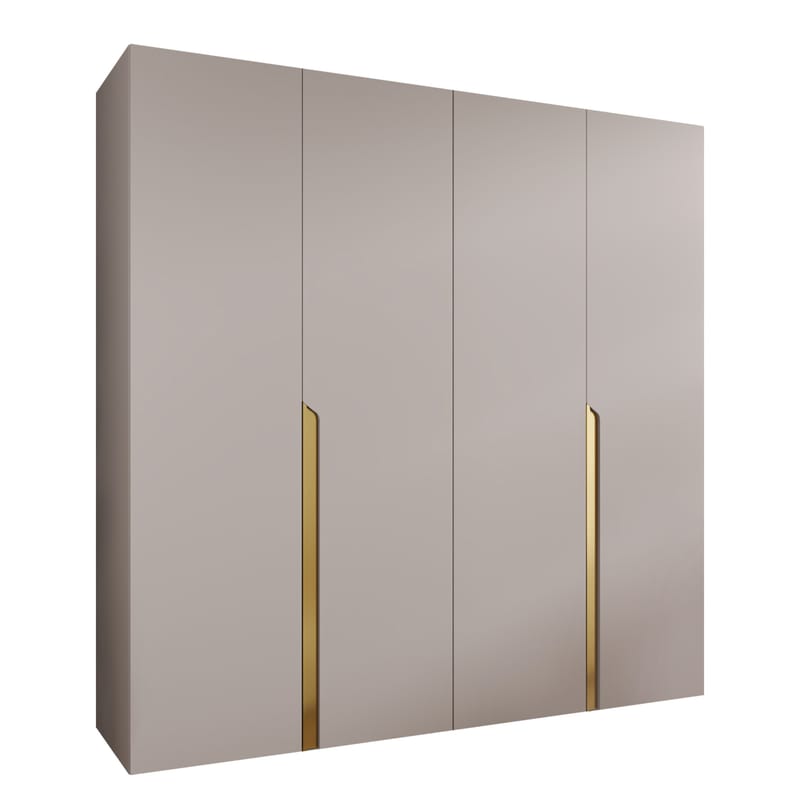 Milias Garderobeskap 200x202 cm - beige, gull - Oppbevaring - Klesoppbevaring - Garderober & garderobesystem - Garderobeskap & klesskap