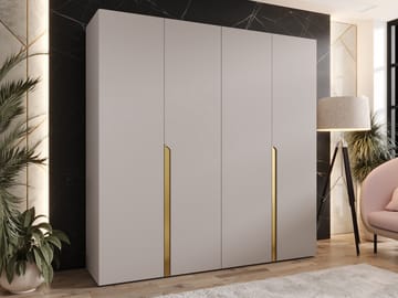 Milias Garderobeskap 200x202 cm - beige/gull - Oppbevaring - Klesoppbevaring - Garderober & garderobesystem - Garderobeskap & klesskap