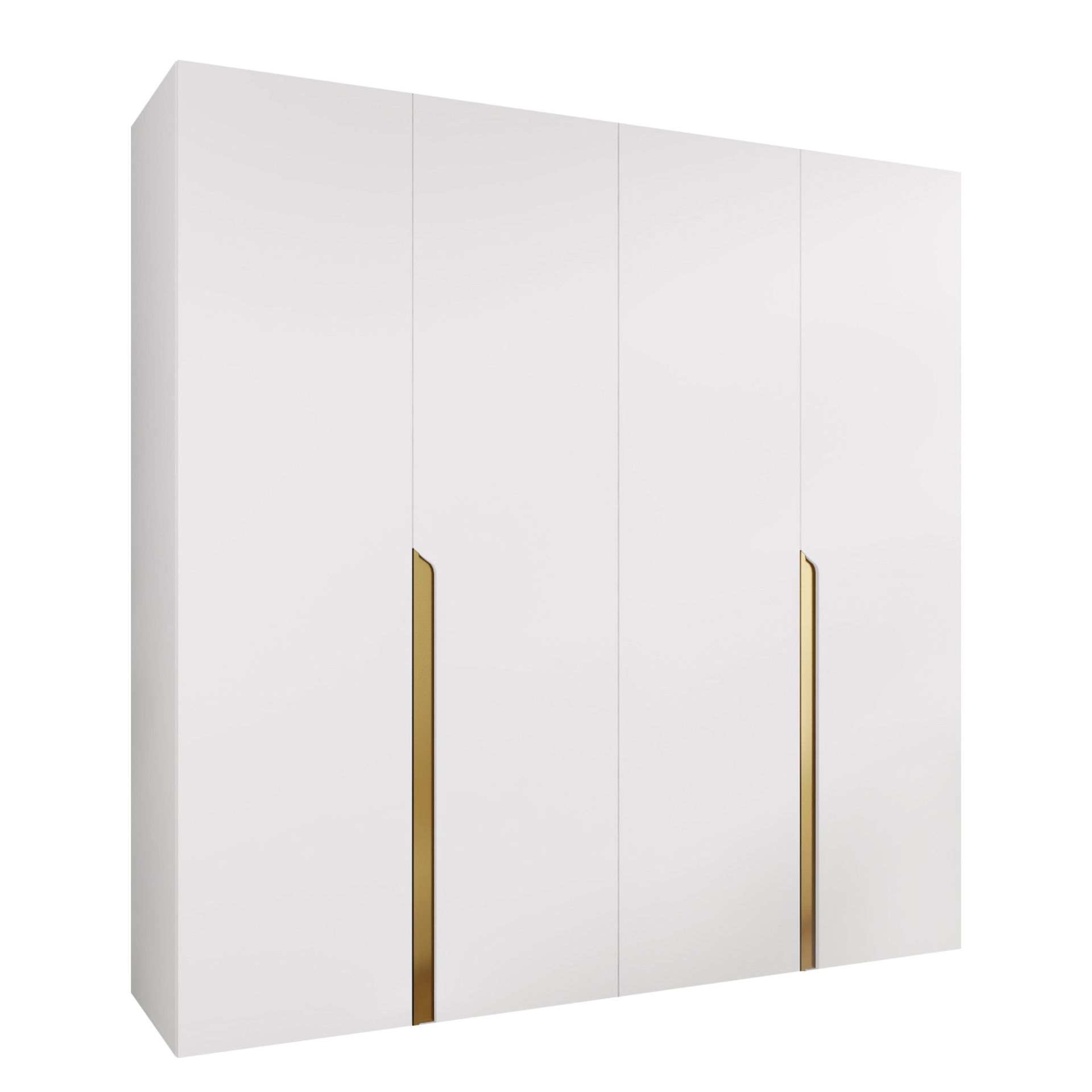 Milias Garderobeskap 200x202 cm - gull/hvit