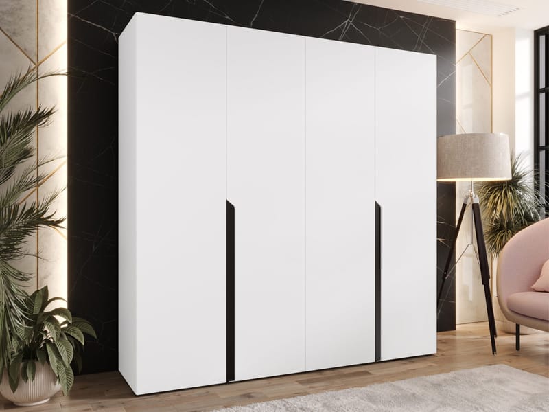 Milias Garderobeskap 200x202 cm - hvit, svart - Oppbevaring - Klesoppbevaring - Garderober & garderobesystem - Garderobeskap & klesskap