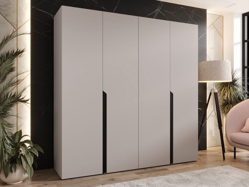 Milias Garderobeskap 200x202 cm - svart, beige - Oppbevaring - Klesoppbevaring - Garderober & garderobesystem - Garderobeskap & klesskap