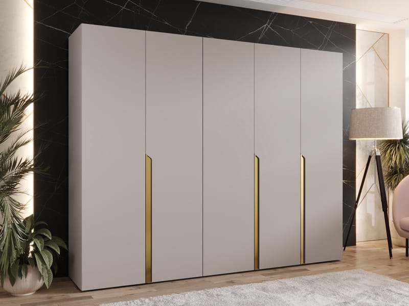 Milias Garderobeskap 250x202 cm - gull, beige - Oppbevaring - Klesoppbevaring - Garderober & garderobesystem - Garderobeskap & klesskap