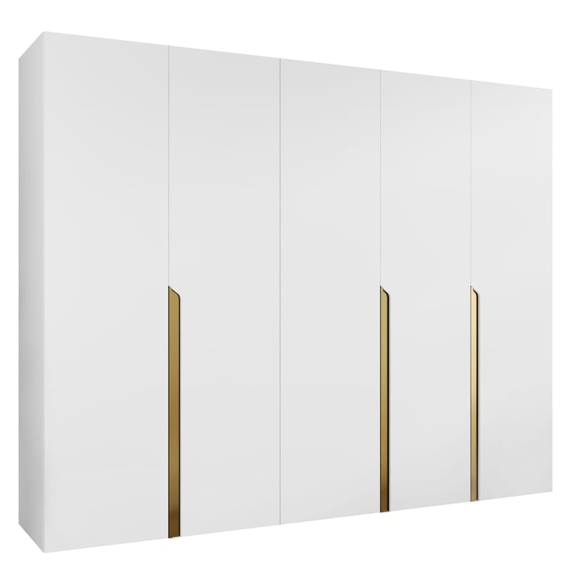 Milias Garderobeskap 250x202 cm - hvit, gull - Oppbevaring - Klesoppbevaring - Garderober & garderobesystem - Garderobeskap & klesskap