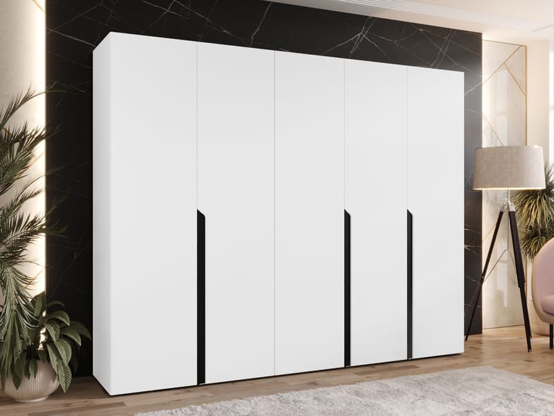 Milias Garderobeskap 250x202 cm - hvit, svart - Oppbevaring - Klesoppbevaring - Garderober & garderobesystem - Garderobeskap & klesskap