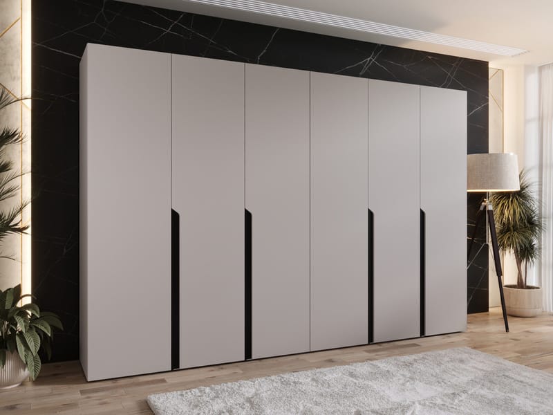 Milias Garderobeskap 300x202 cm - beige, svart - Oppbevaring - Klesoppbevaring - Garderober & garderobesystem - Garderobeskap & klesskap