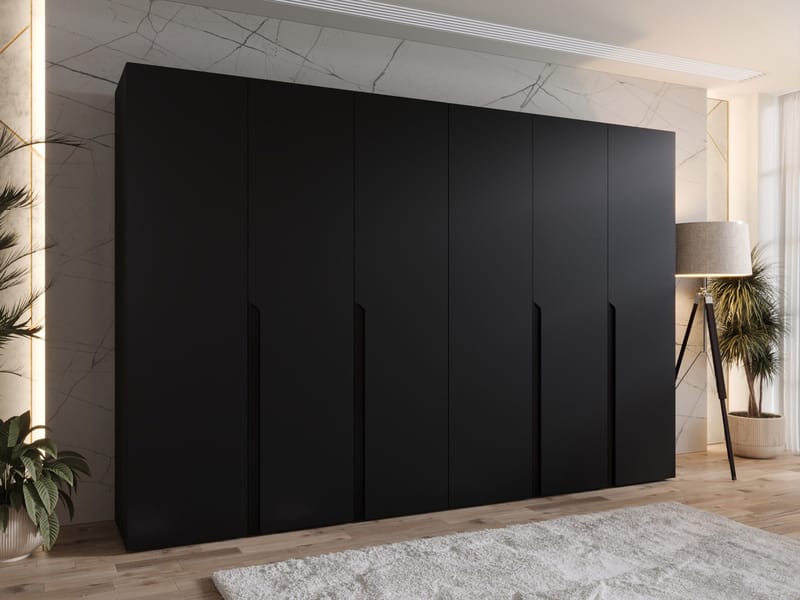 Milias Garderobeskap 300x202 cm - svart - Oppbevaring - Klesoppbevaring - Garderober & garderobesystem - Garderobeskap & klesskap