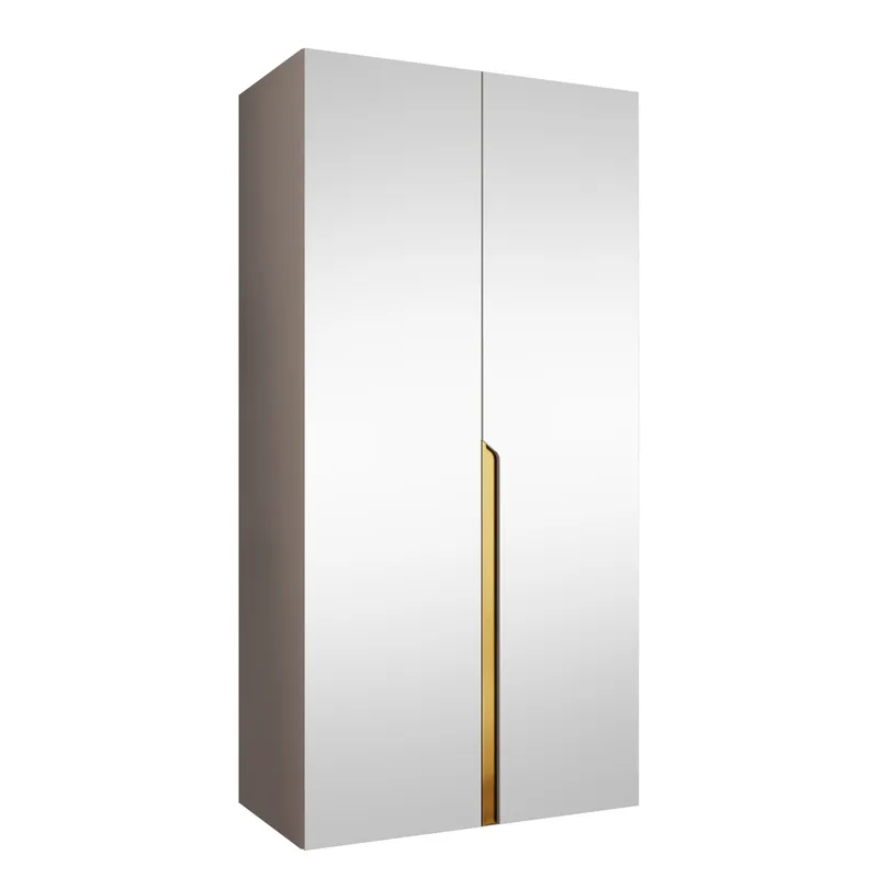 Milias Garderobeskap med speil 100x202 cm - beige / gull - Oppbevaring - Klesoppbevaring - Garderober & garderobesystem