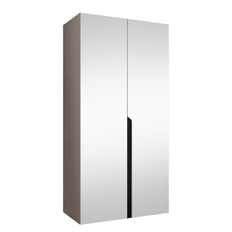 Milias Garderobeskap med speil 100x202 cm, beige / svart