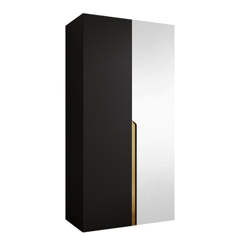 Milias Garderobeskap med speil 100x202 cm - Gull, svart - Oppbevaring - Klesoppbevaring - Garderober & garderobesystem