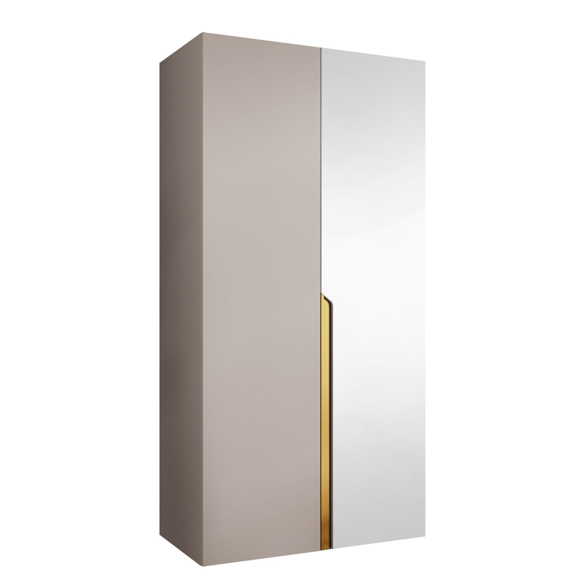 Milias Garderobeskap med speil 100x202 cm - Gull/beige