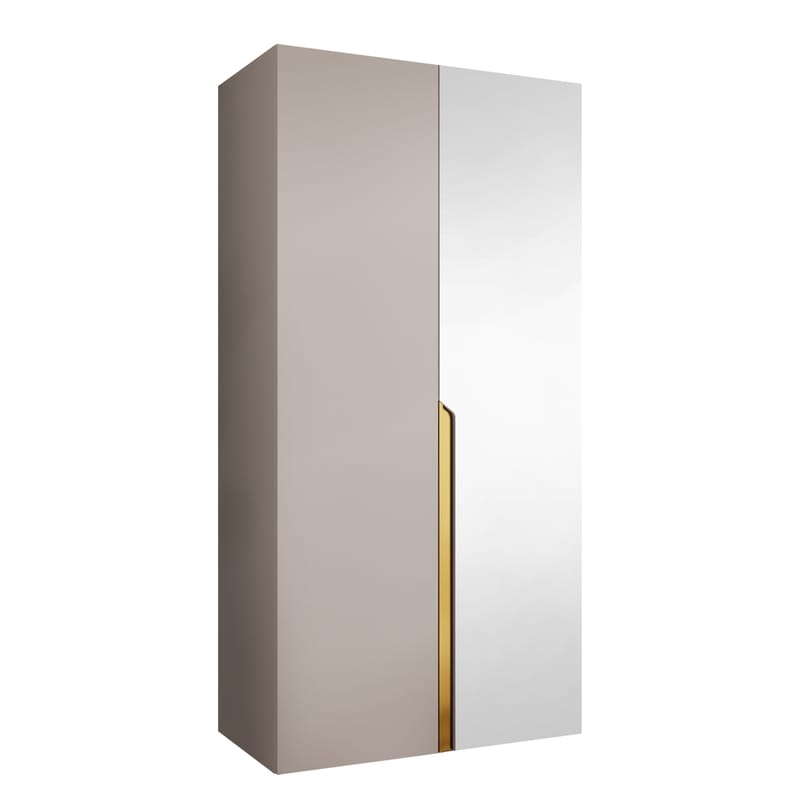 Milias Garderobeskap med speil 100x202 cm, Gull/beige