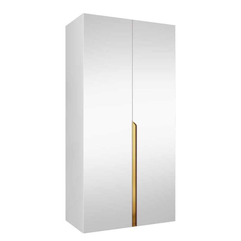 Milias Garderobeskap med speil 100x202 cm - hvit / gull - Oppbevaring - Klesoppbevaring - Garderober & garderobesystem