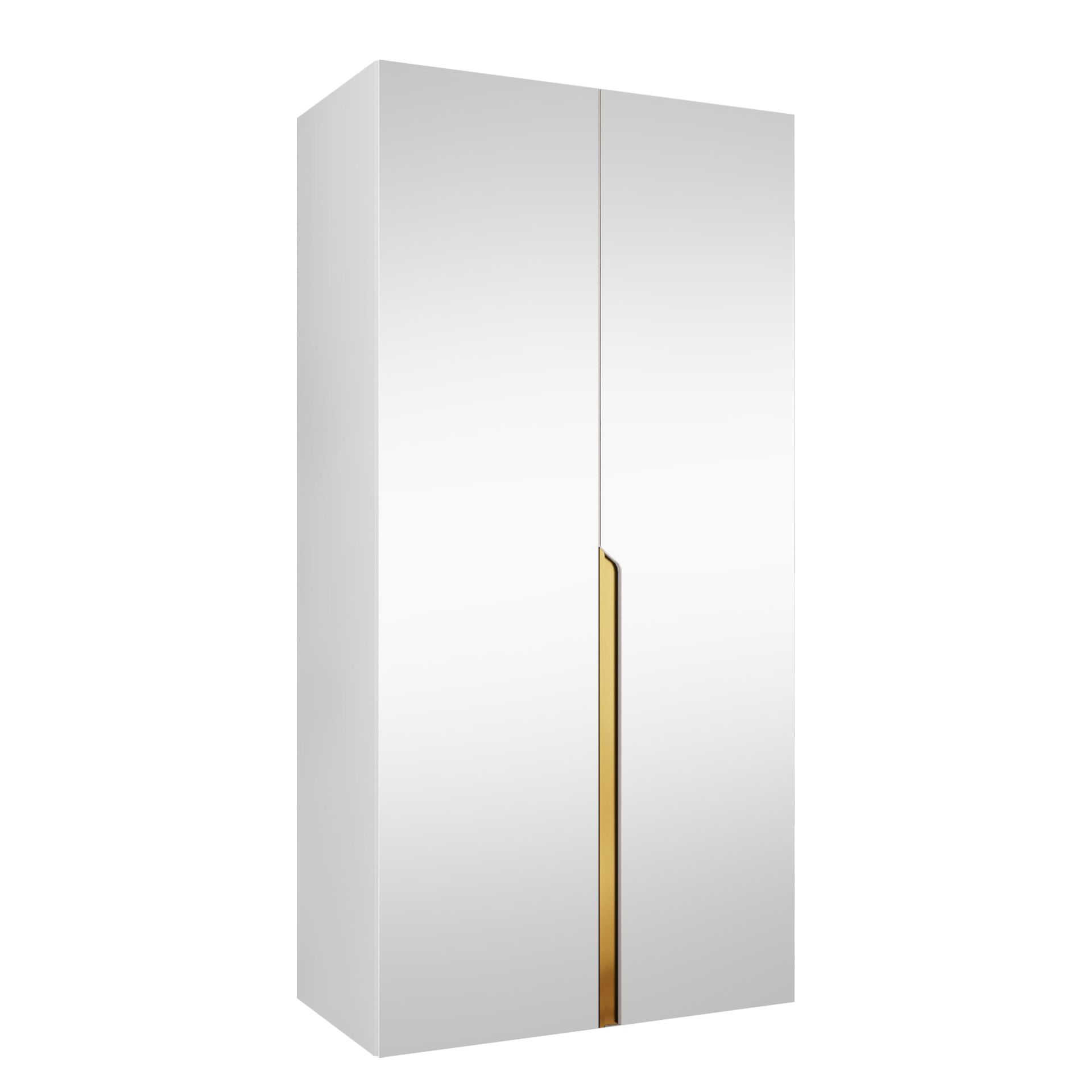 Milias Garderobeskap med speil 100x202 cm - hvit/gull