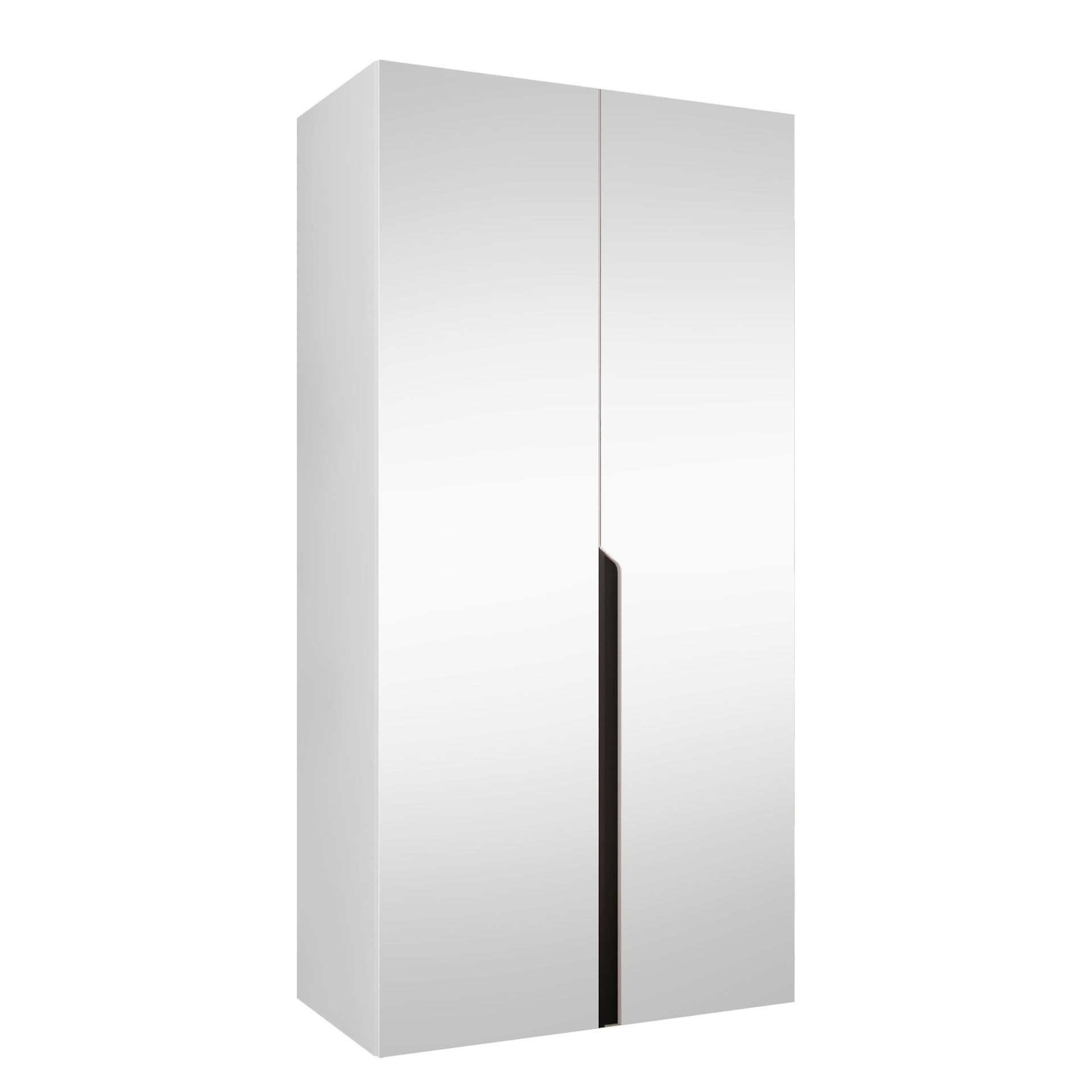 Milias Garderobeskap med speil 100x202 cm - hvit/svart